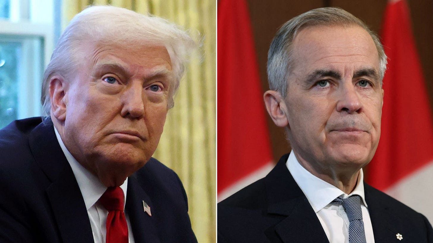 President Donald Trump, left, and Canadian Prime Minister Mark Carney