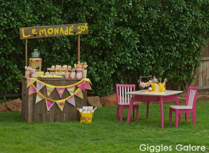 Lemonade Stand Party with DIY Lemonade Stand Kits - Giggles Galore