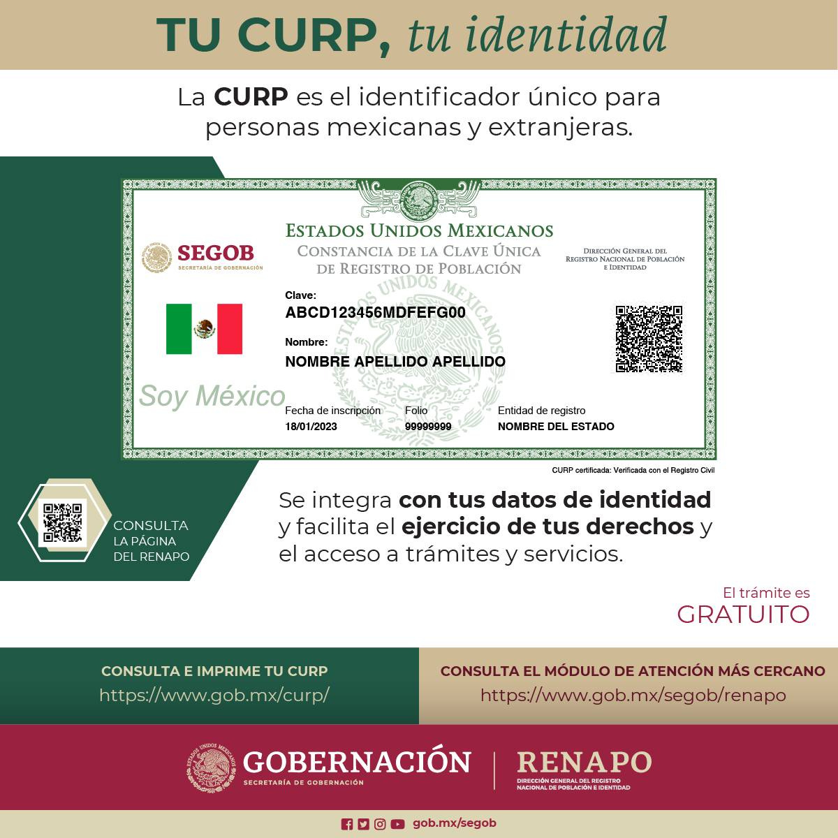 Material informativo de la Secretaría de Gobernación sobre la CURP vigente en 2024.