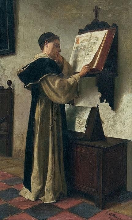 This may contain: a painting of a man holding a large piece of paper in his right hand and looking at it