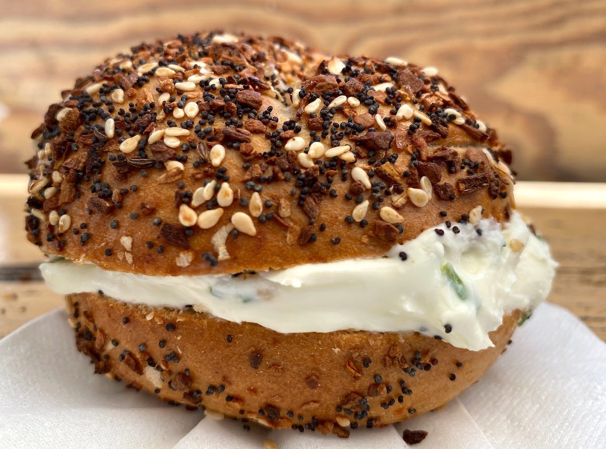 Everything bagel with chive cream cheese