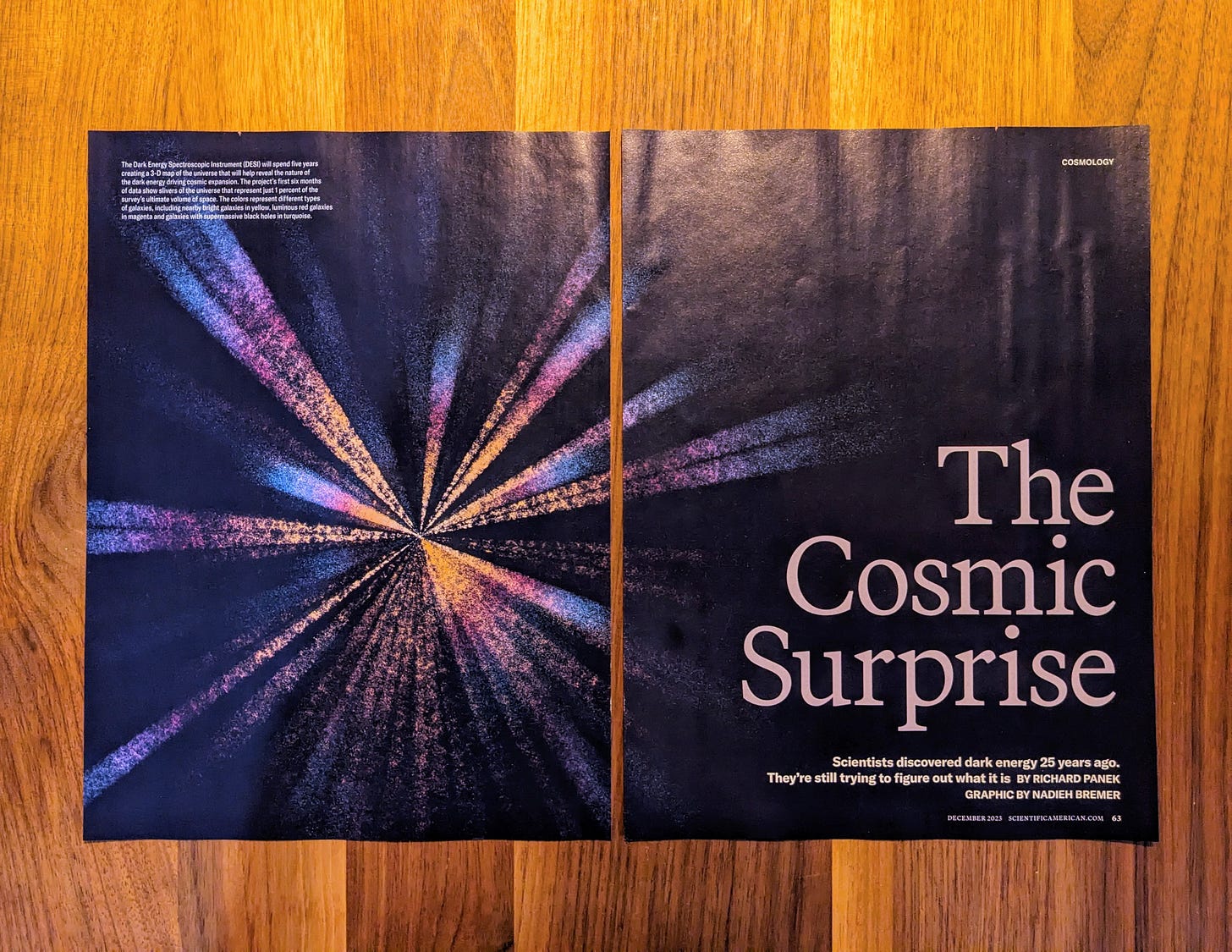The cover for the article on dark energy for Scientific American