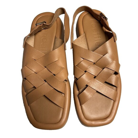 Loeffler Randall Shoes 11.5 Woven Slingback Fisherman Sandals Finn In Honey - Picture 2 of 11