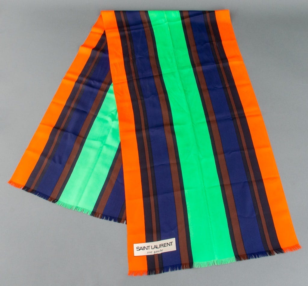 Yves Saint Laurent Rive Gauche Striped Silk Scarf