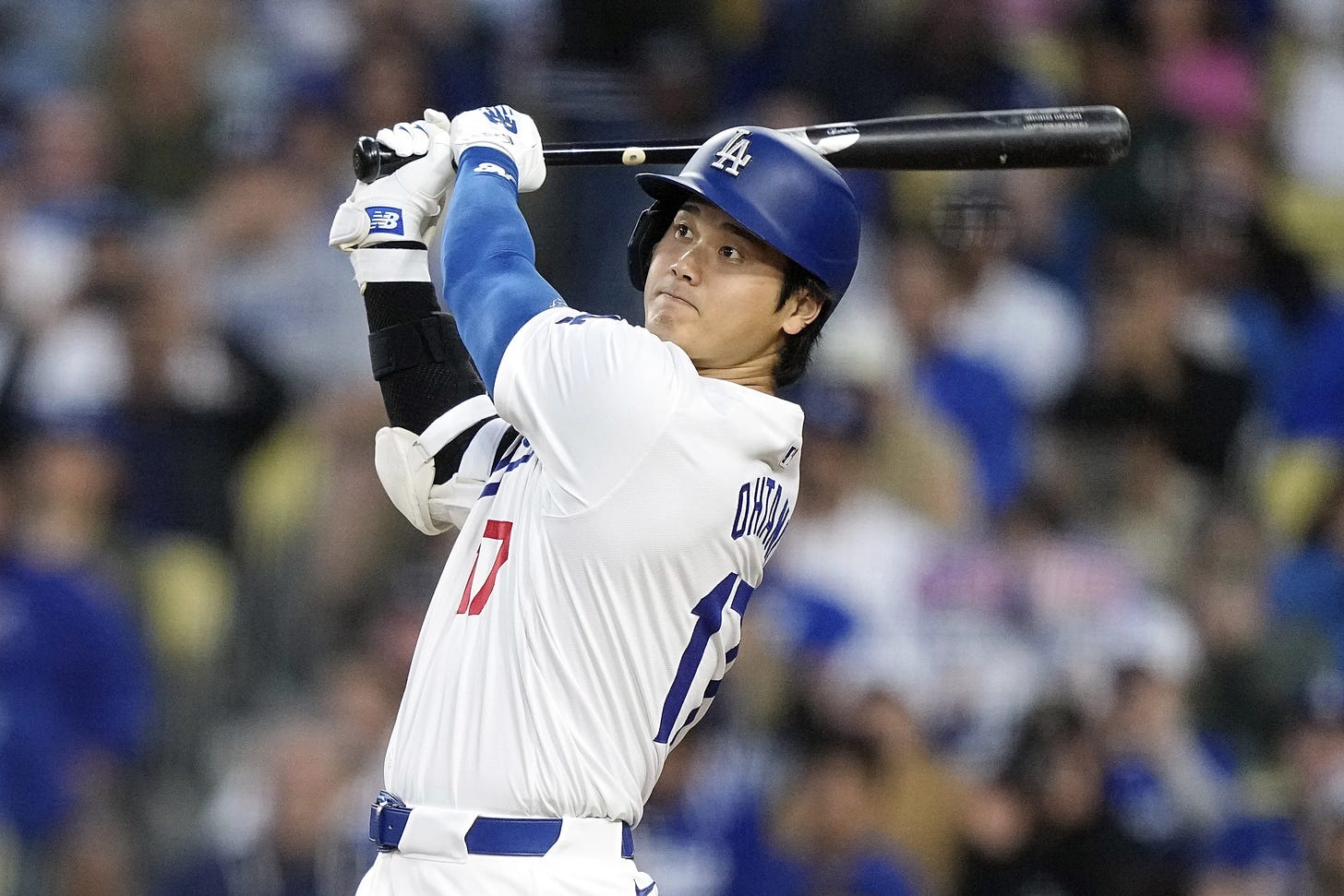 Shohei Ohtani of the Los Angeles Dodgers, moments after hitting a home run, in a file photo from earlier this season (Photo: Associated Press/Mark J. Terrill).