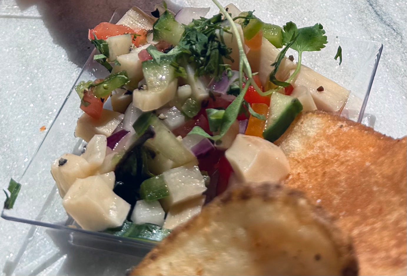 King Oyster Mushroom Ceviche at Atlantic restaurant Epic Universe