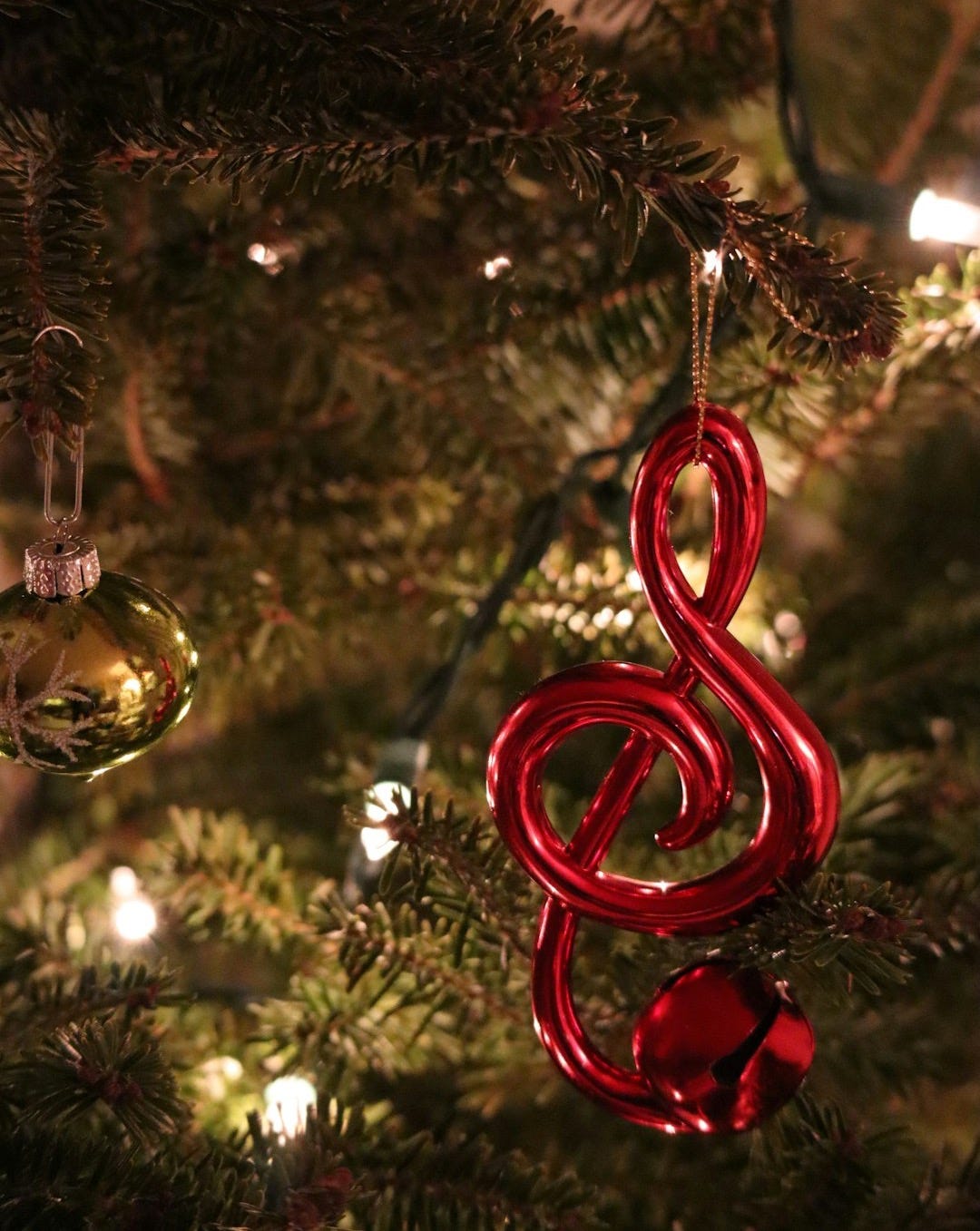 red and gold christmas baubles