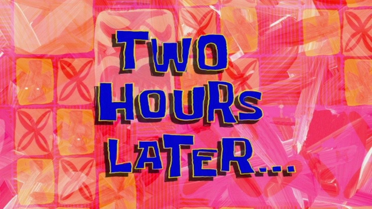 Two Hours Later... | SpongeBob Time Card #60 - YouTube | Spongebob time  cards, Funny vines youtube, Spongebob funny
