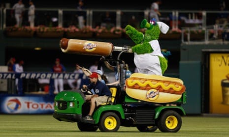 Philadelphia Phillies fan hospitalized by flying hot dog launched by  Phanatic | MLB | The Guardian