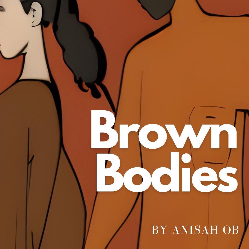 brown bodies logo on top of two illustrated people