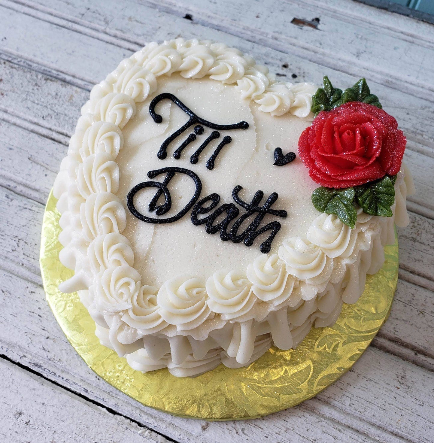 'Till Death (Do Us Part) Heart-Shaped Cutting Cake - The Flying Cupcake ...