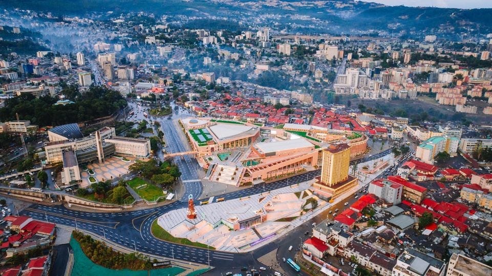 An Areal Photograph of the newly built Adwa Memorial in Piassa, Addis Ababa