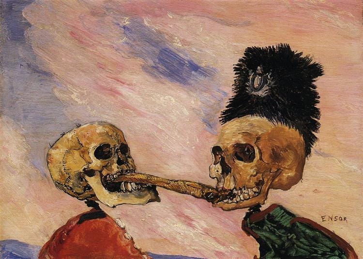 Skeletons Fighting Over a Pickled Herring, 1891 - James Ensor