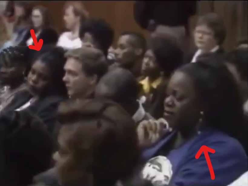 Theresa Smith, unknown man, Ernest Richard Smith (“Carolyn Smith/”Eddie Smith”) seated in the courtroom during Jeff Dahmer’s “trial”. 