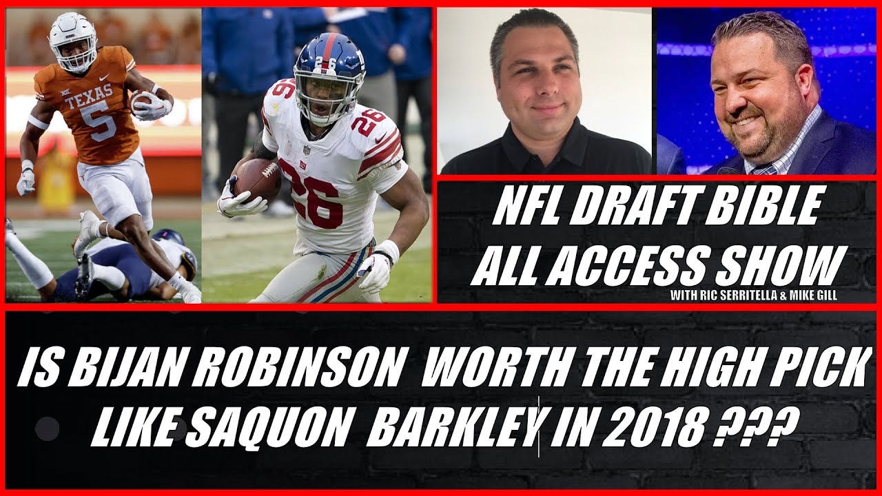Bijan Robinson is the top RB in the draft but is he rated higher than  Saquon Barkley was in 2018? - YouTube