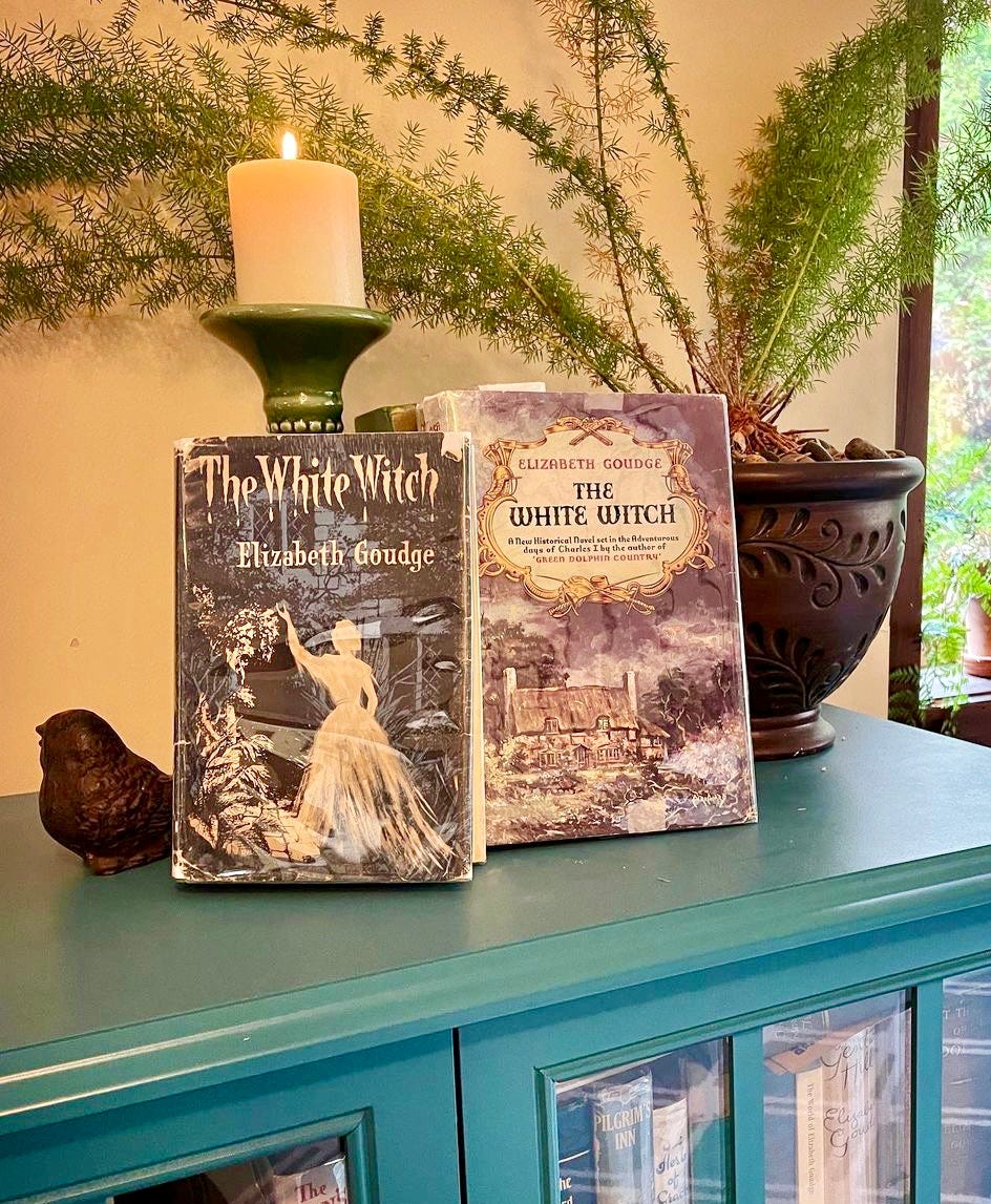 UK & US editions of The White Witch by Elizabeth Goudge