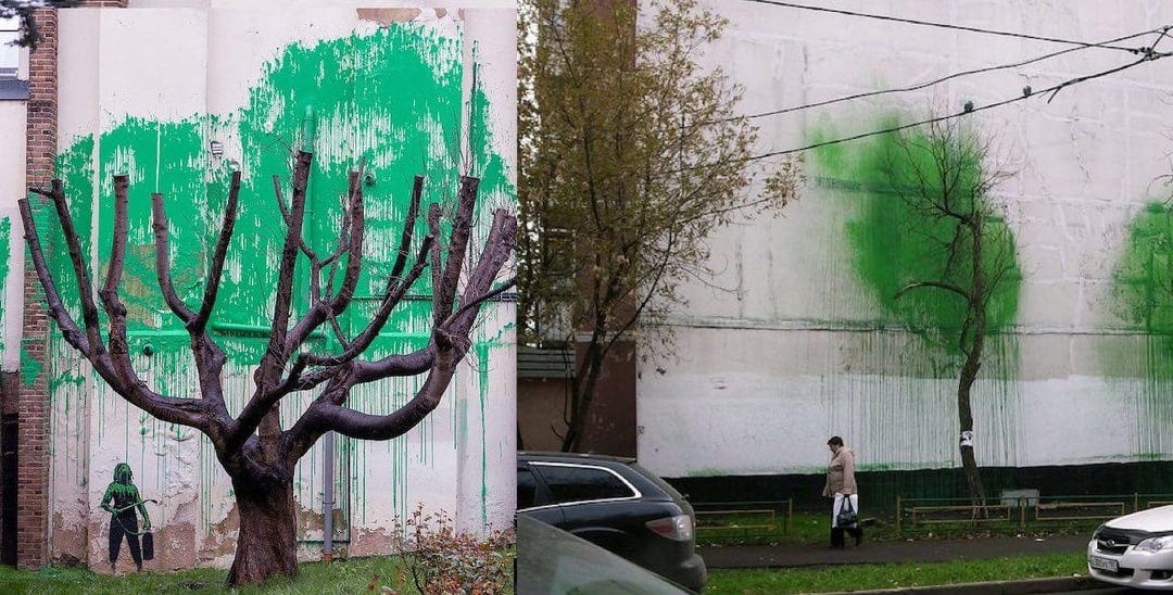 Banksy newest work (left), 0331c artist work in 2013 (right) :  r/Damnthatsinteresting