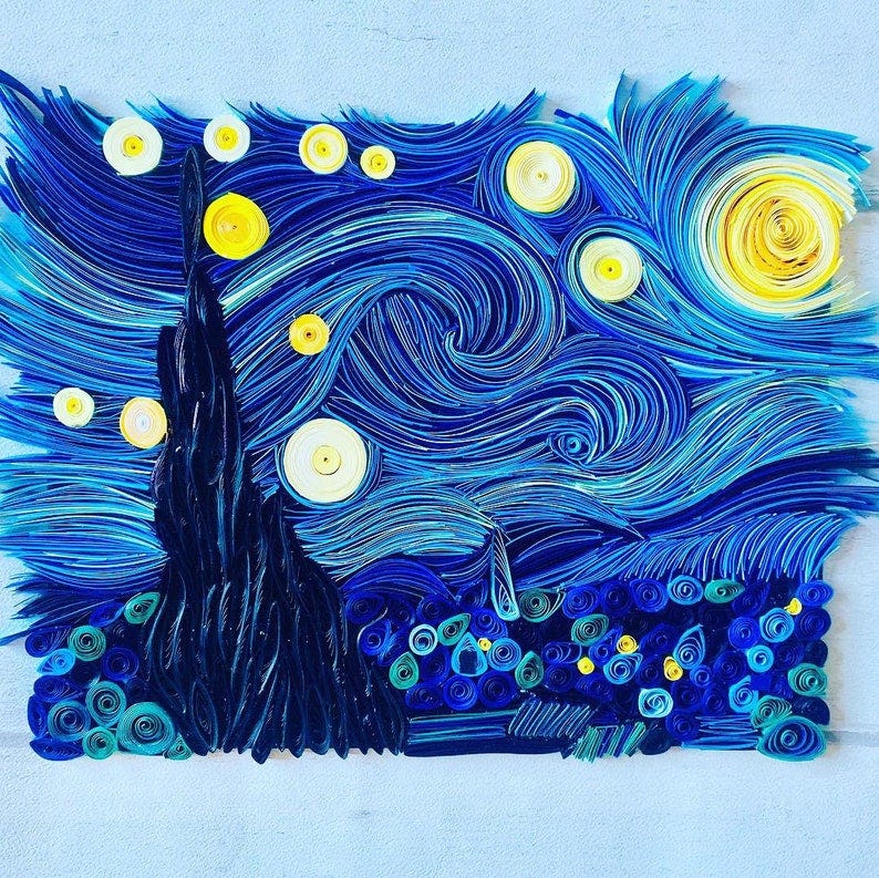 Paper quilled Starry night van gogh image 1