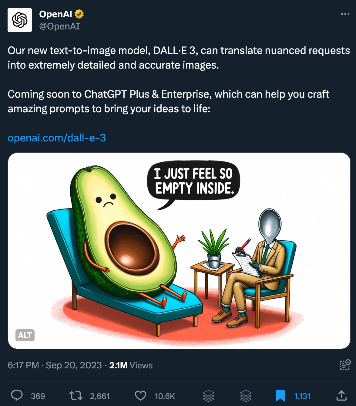 OpenAI's announcement of DALL-E 3 and its coming integration with ChatGPT
