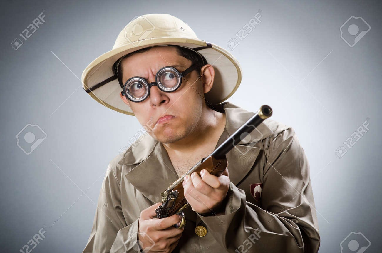 Funny Hunter In Hunting Concept Stock Photo, Picture and Royalty Free  Image. Image 46860497.
