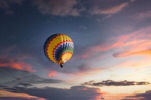 Hot air balloon in sky