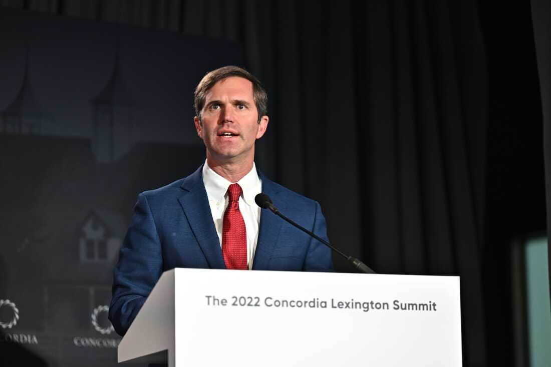 Andy Beshear, Governor of Kentucky, Commonwealth of Kentucky, speaks onstage during the 2022 Concordia Lexington Summit - Day 2 at Lexington Marriott City Center on April 8, 2022 in Lexington, Kentucky.