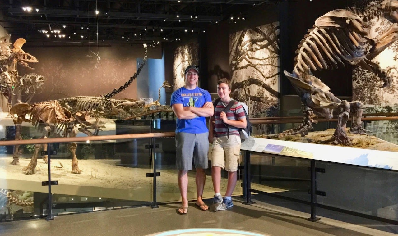 Tony, left, and James Pinto completed a feature-length documentary exploring society's fascination with dinosaurs. It's the Sunday, Sept. 8 feature film during the South Dakota Film Festival at the Capitol Theatre. Courtesy photo.