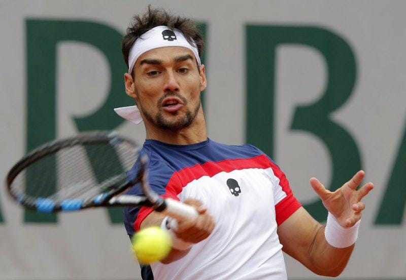 fabio fognini struggles with stan wawrinkas balls french open