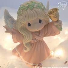 Precious Moments 221044 Ringing In Holiday Cheer Annual Angel Bisque  Porcelain Figurine