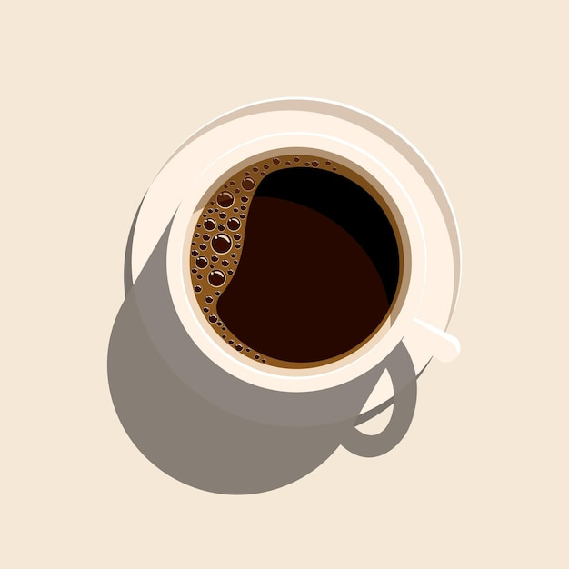 Premium Vector | Cup of coffee on saucer, view from the top. isolated  vector illustration on white background.