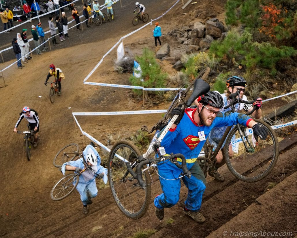 Even Superman has to run up stairs!