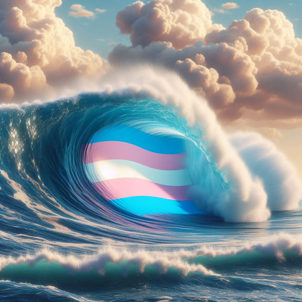 A trans flag tidal wave