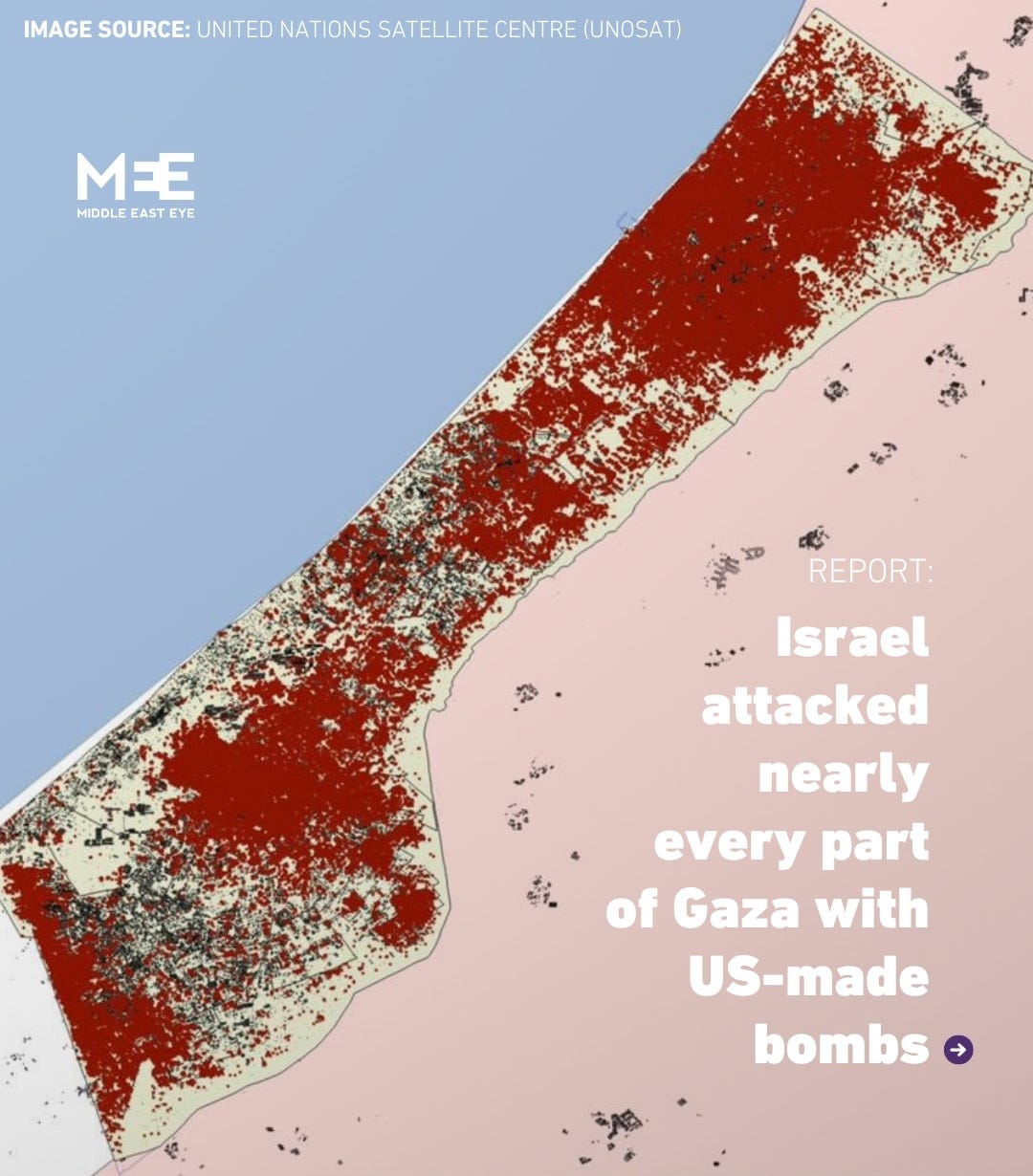 Middle East Eye على X: "Israel has attacked nearly every part of Gaza using  US-made bombs, according to Jewish Voice for Peace, a US-based advocacy  group that created a map showing over