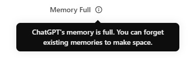 ChatGPT's memory is full. You can clean up existing memories to make room for more.