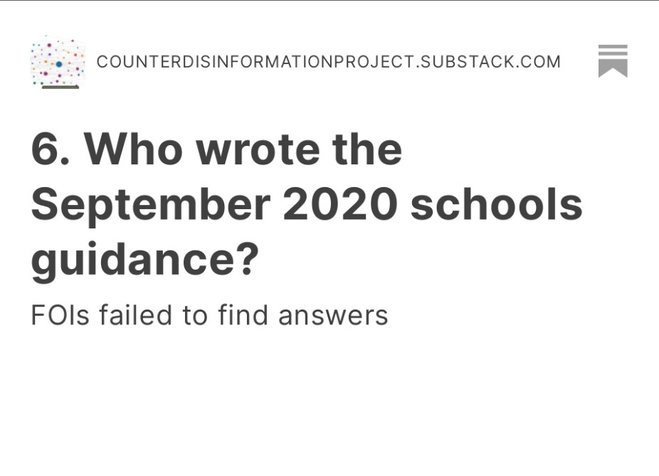 6. Who wrote the September 2020 schools guidance?