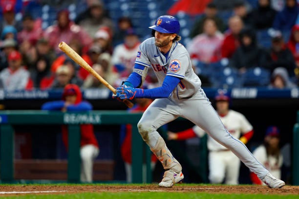 Jeff McNeil of the New York Mets in action against the Philadelphia Phillies during a game at Citizens Bank Park on September 24, 2023 in...