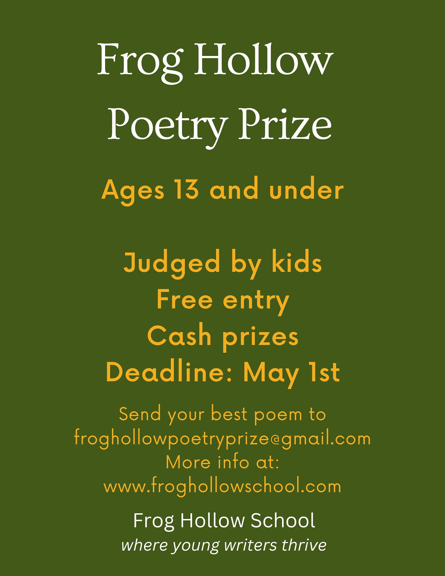 Flyer with the details of the prize, also written below.