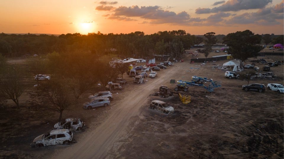 Cars destroyed after the Hamas attack in Israel