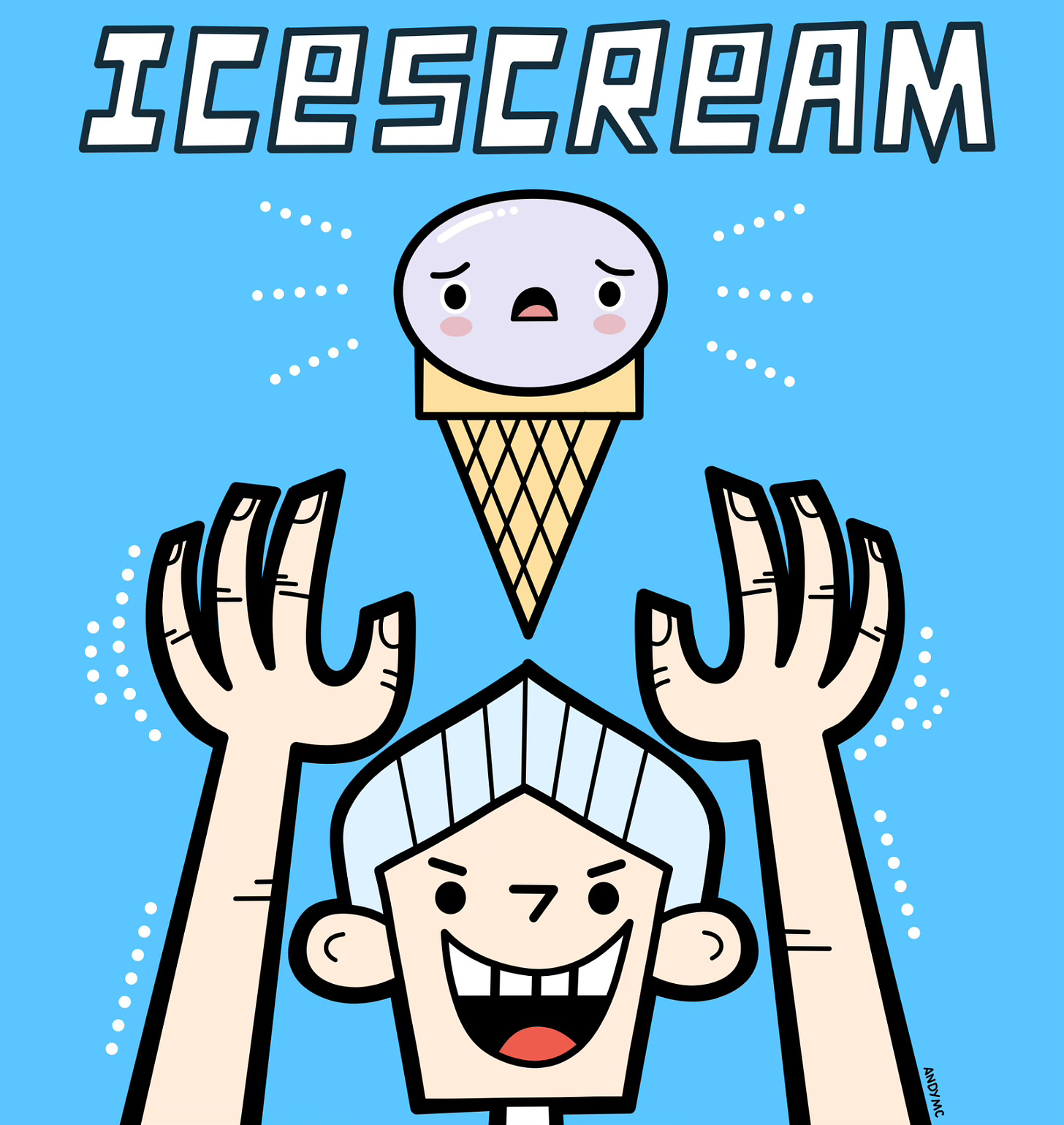 an illustration of a boy reaching for an ice cream cone