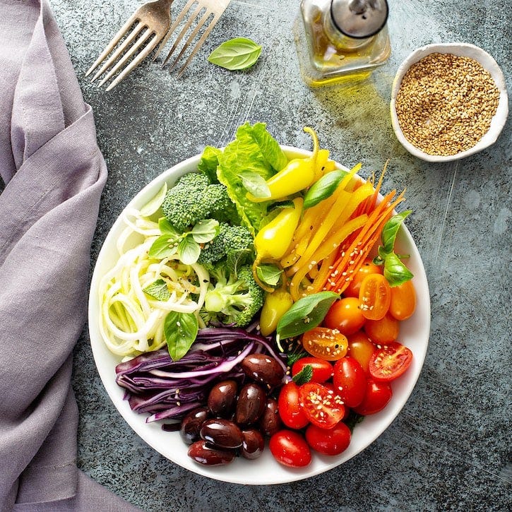 Raw Vegetables Rainbow Bowl