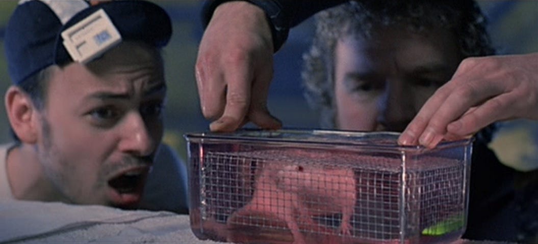 In The Abyss (1989) The Breathing Liquid that is used on the rat is  actually real. 6 rats were used to shoot the scene and all survived. For the  scenes with Ed