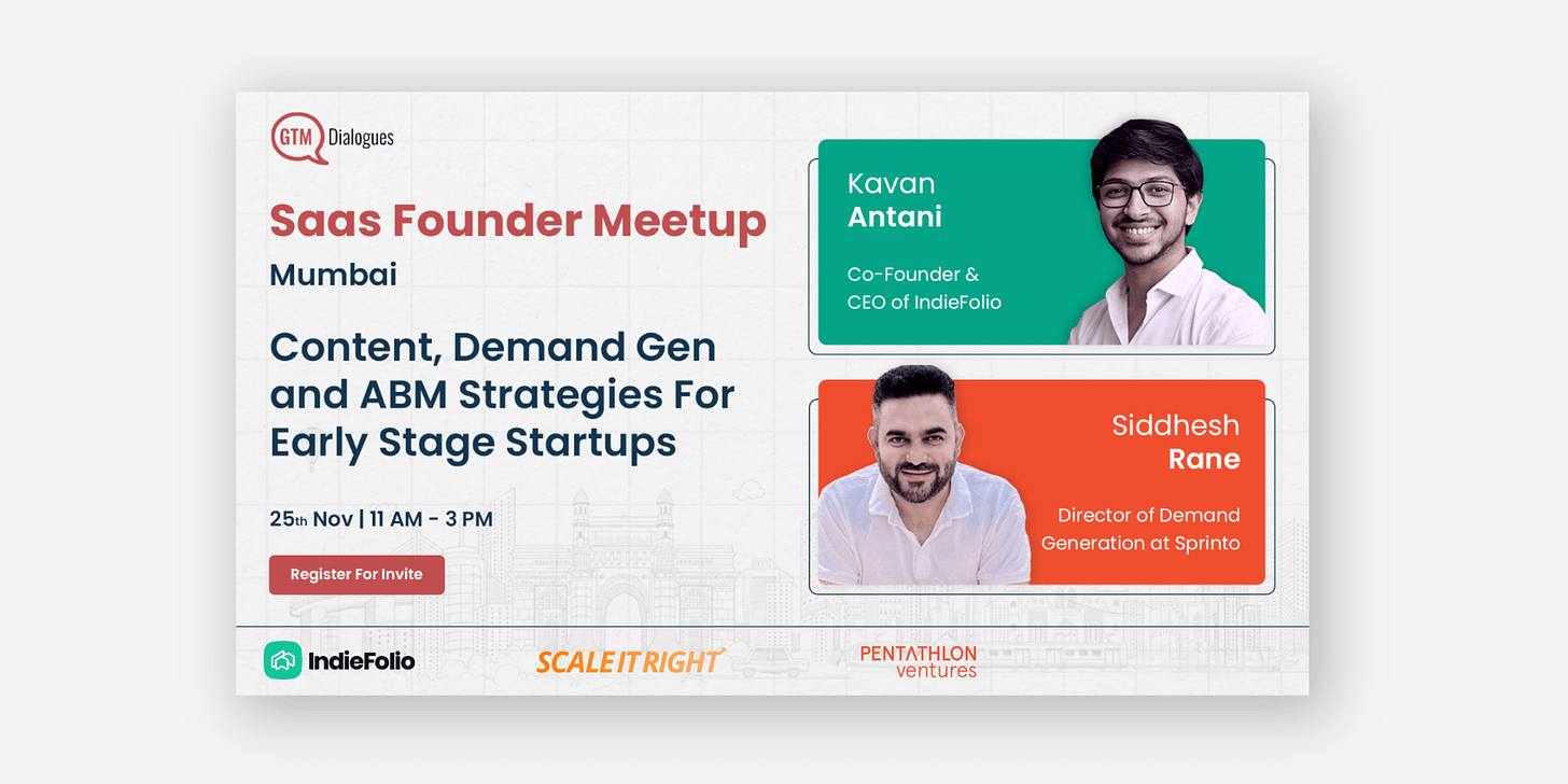 Cover Image for GTMDialogues: Mumbai SaaS Meetup (Invite Only!)
