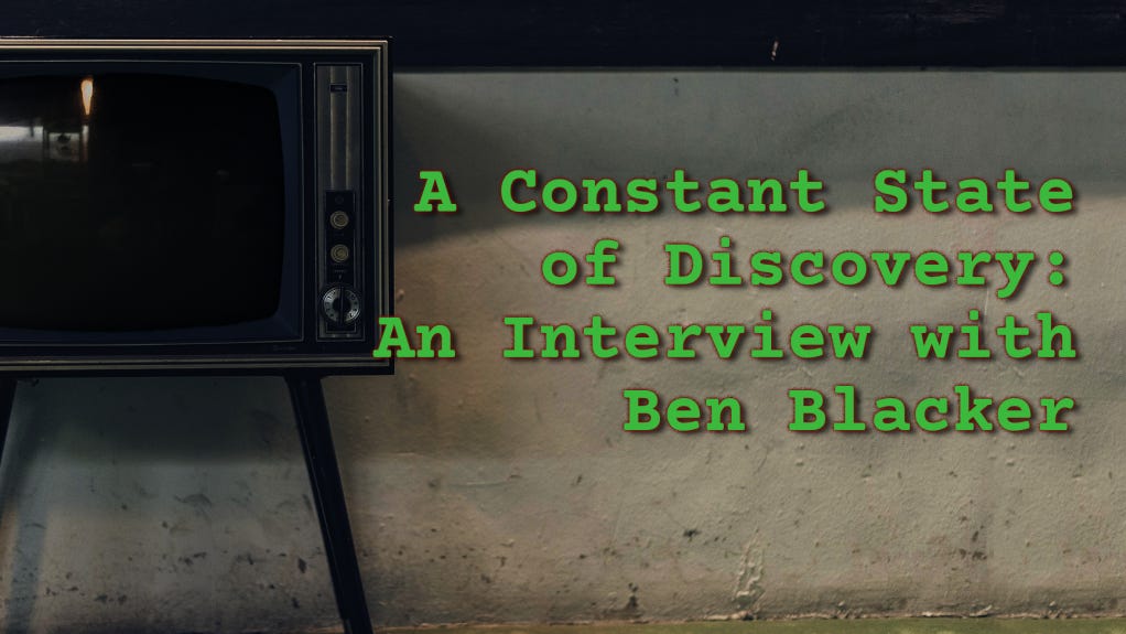 Image of a television and the title of the interview.