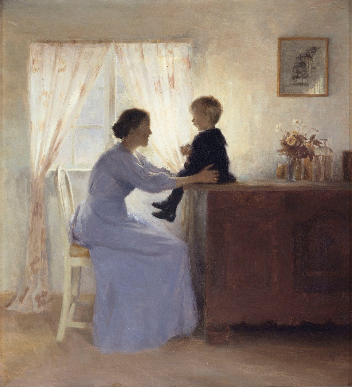 A Mother and Child in an Interior by Peter Vilhelm Ilsted