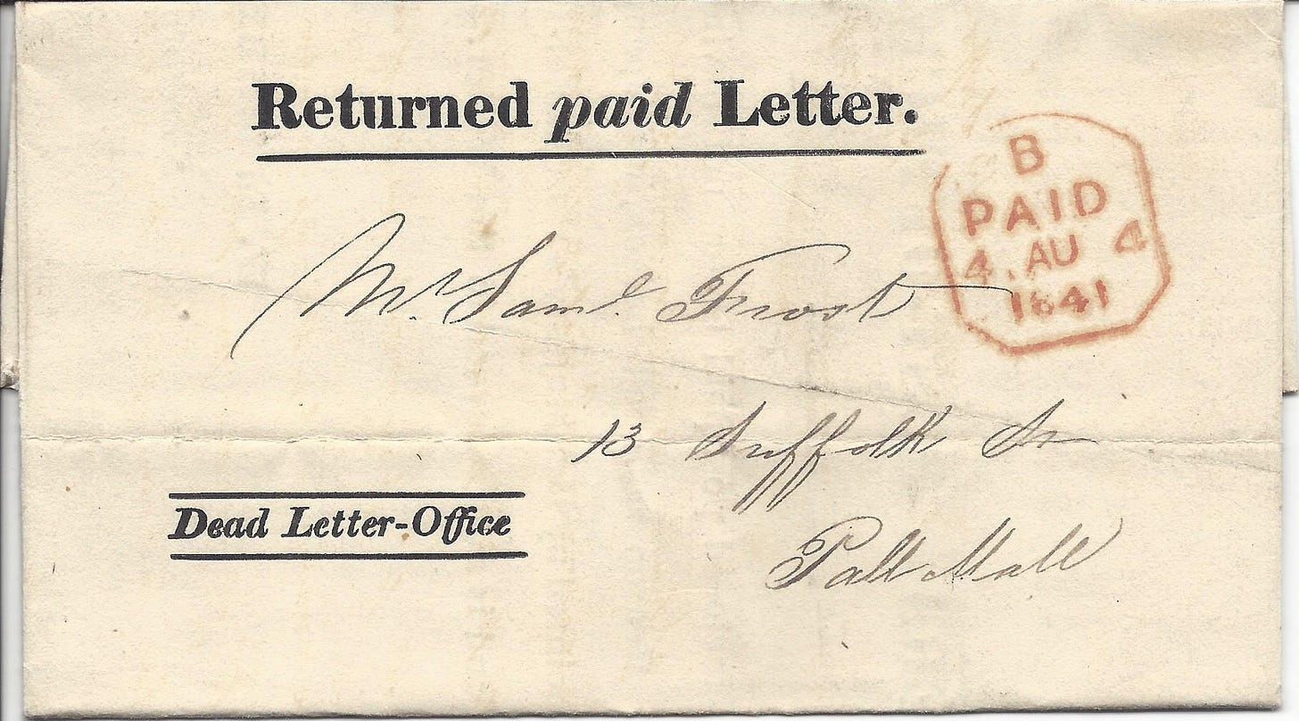 British returned paid letter