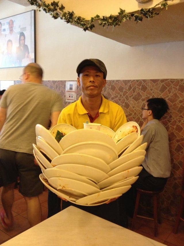 Saw a waiter clearing plates at a local restaurant : r/funny