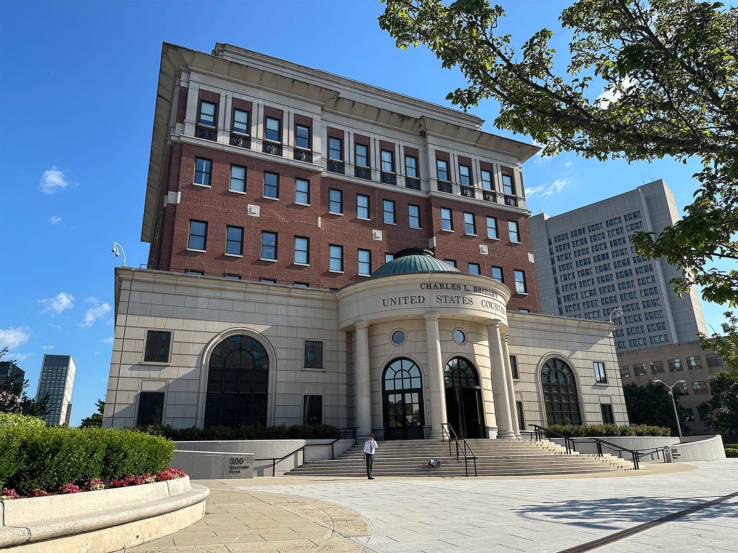 Exterior of federal courthouse building in New York.