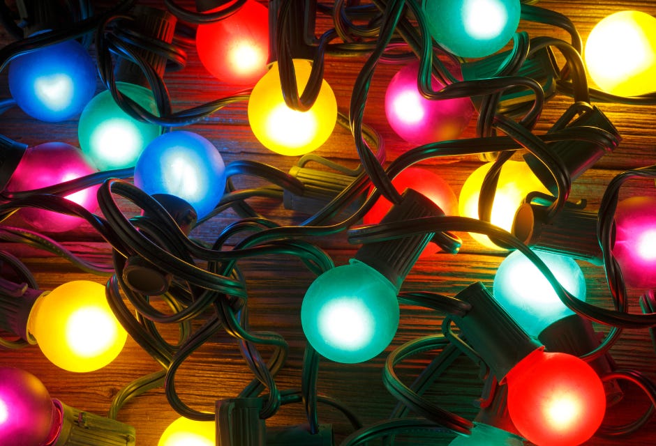 String of round-bulbed LED Christmas lights