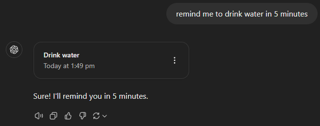 Asking the bot to remind me something.