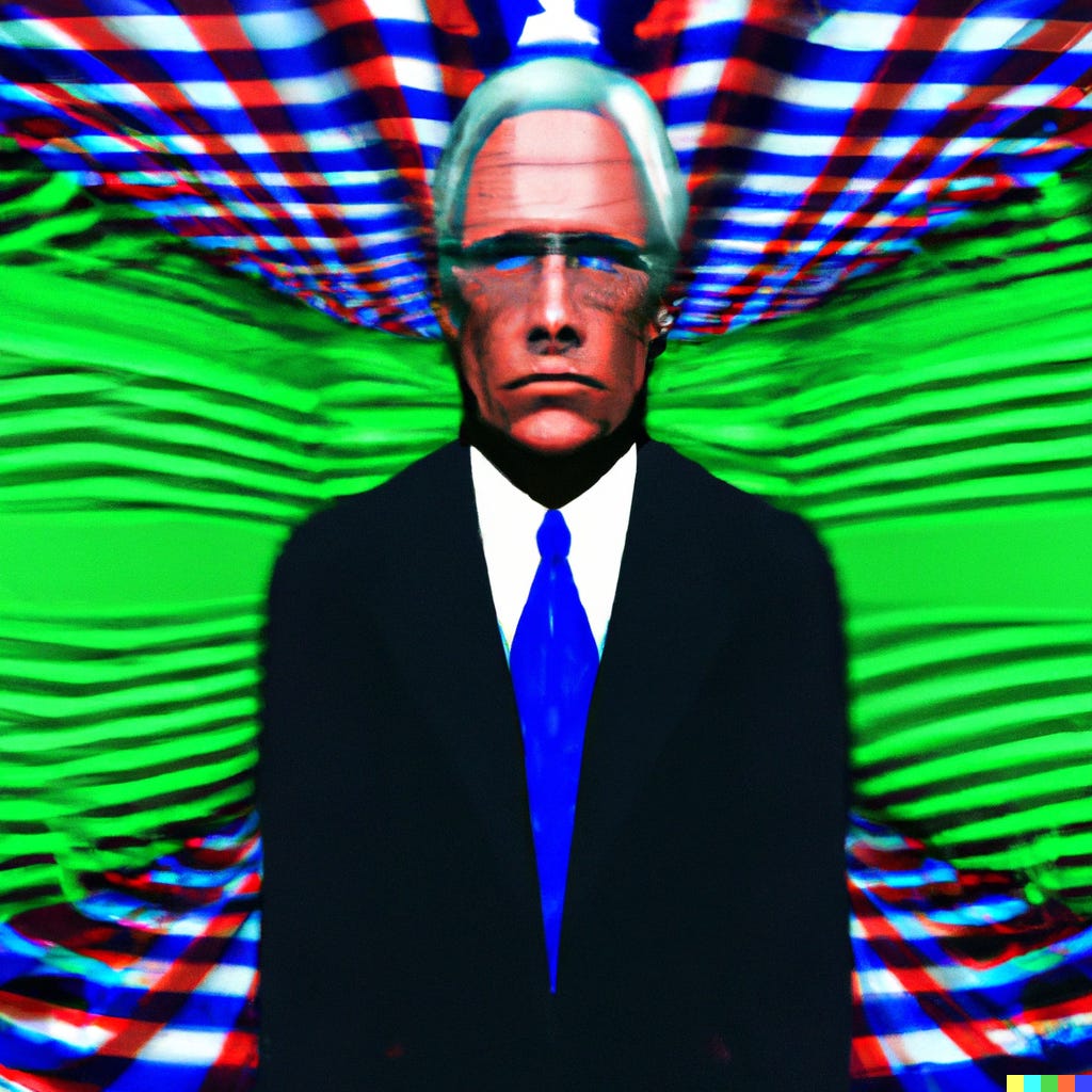 “An American politician in the Matrix” / DALL-E